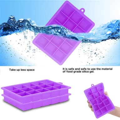 2x Isterningformar Iskubs låda Iskubbrickor Set (Lila)