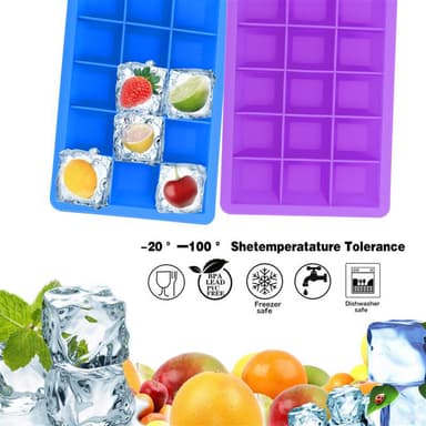 2x Isterningformar Iskubs låda Iskubbrickor Set (Lila)