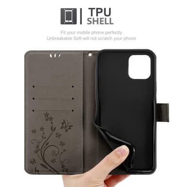 iPhone 12 MINI Plånboksfodral Skal (Grå)