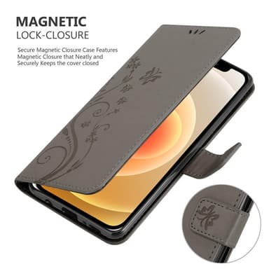 iPhone 12 MINI Plånboksfodral Skal (Grå)