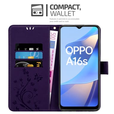 Oppo A16s / A54s Plånboksfodral Skal (Lila)