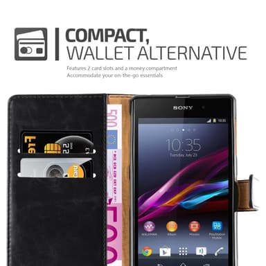Sony Xperia Z Plånboksfodral Skal (Svart)