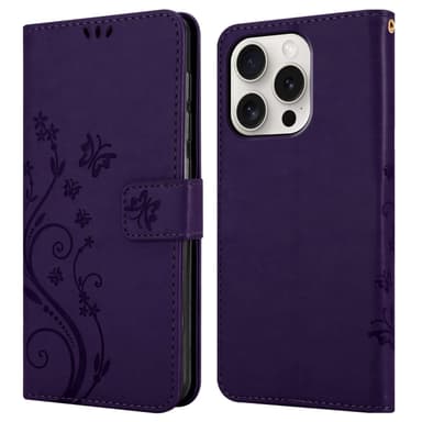 iPhone 15 PRO MAX Plånboksfodral Skal (Lila)
