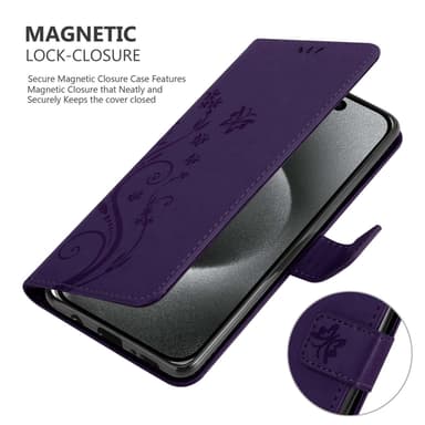 iPhone 15 PRO MAX Plånboksfodral Skal (Lila)