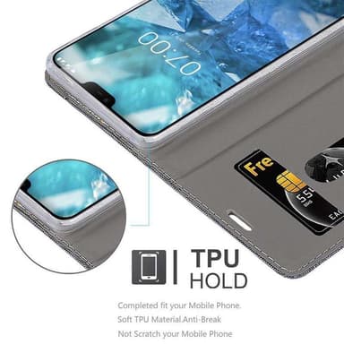 Nokia 7.1 Plånboksfodral Skal (Grå)