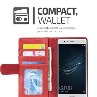 Huawei P9 Plånboksfodral Skal (Röd)