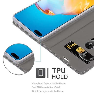 Huawei P40 Plånboksfodral Skal (Grå)