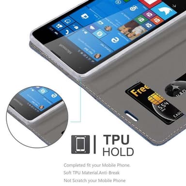 Nokia Lumia 550 Plånboksfodral Skal (Blå)