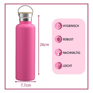 Termosflaska Termos Termomugg i bambu 350ml (rosa)