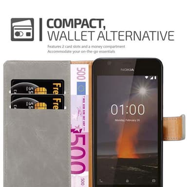 Nokia 1 2018 Plånboksfodral Skal (Brun)