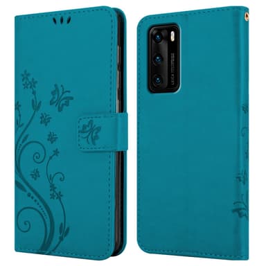 Huawei P40 Plånboksfodral Skal (Blå)