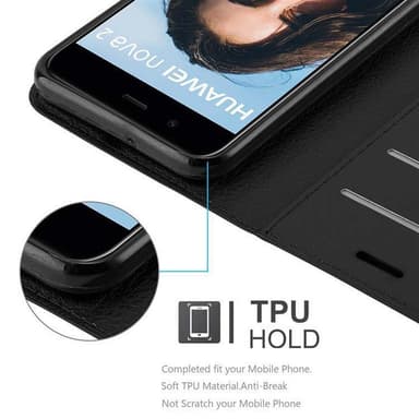 Huawei NOVA 2 Plånboksfodral Skal (Svart)