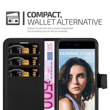 Huawei NOVA 2 Plånboksfodral Skal (Svart)