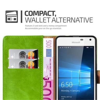 Nokia Lumia 650 Plånboksfodral Skal (Grön)