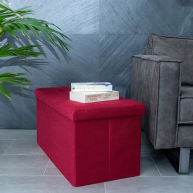Hopfällbar Sittpall 76x38x38 cm Fotstöd (röd)