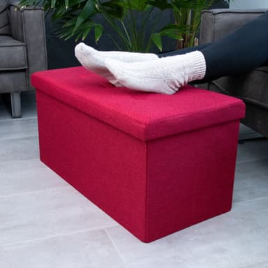 Hopfällbar Sittpall 76x38x38 cm Fotstöd (röd)