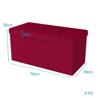 Hopfällbar Sittpall 76x38x38 cm Fotstöd (röd)