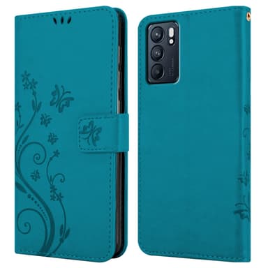 Oppo Reno6 5G Plånboksfodral Skal (Blå)