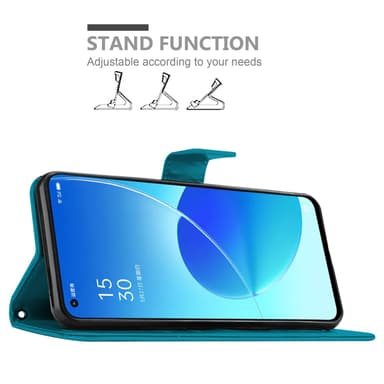 Oppo Reno6 5G Plånboksfodral Skal (Blå)