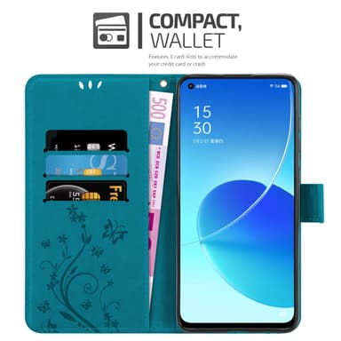 Oppo Reno6 5G Plånboksfodral Skal (Blå)