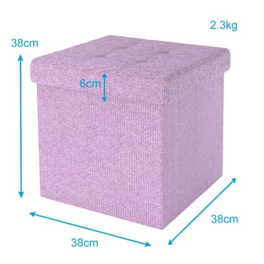 Hopfällbar Sittpall 38x38x38 cm Fotstöd (rosa)