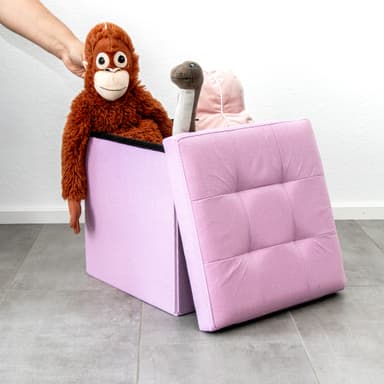 Hopfällbar Sittpall 38x38x38 cm Fotstöd (rosa)