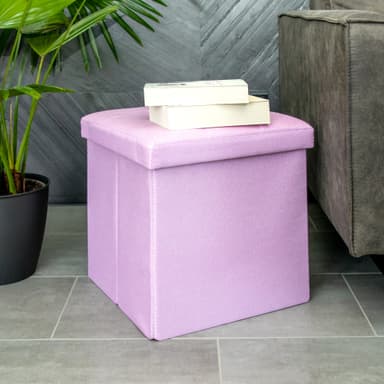 Hopfällbar Sittpall 38x38x38 cm Fotstöd (rosa)