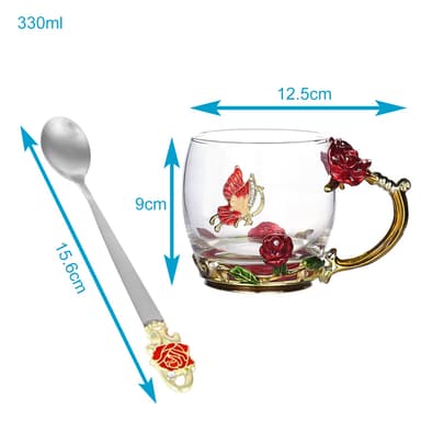 Fjärilste kopp Blommig kopp Kaffekopp Teacup 330 m