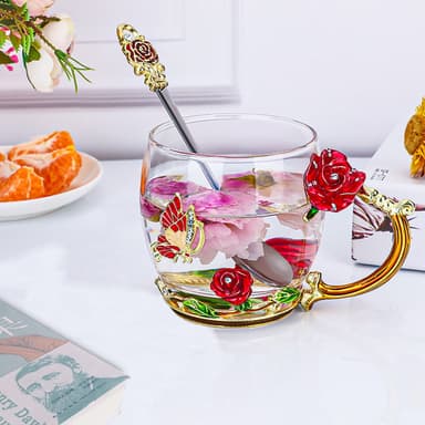 Fjärilste kopp Blommig kopp Kaffekopp Teacup 330 m