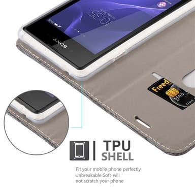Sony Xperia E3 Plånboksfodral Skal (Grå)