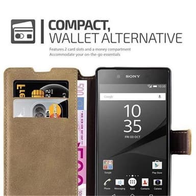 Sony Xperia Z5 Plånboksfodral Skal (Brun)