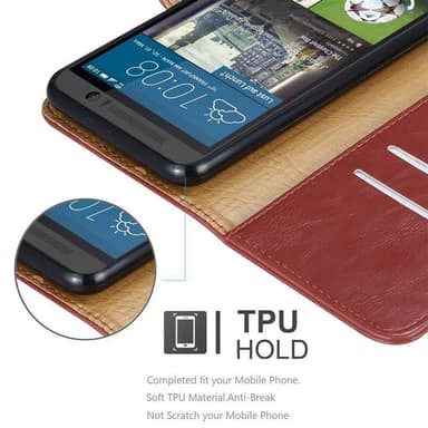 HTC ONE M9 Plånboksfodral Skal (Röd)