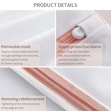 Tvättpåsar 6 delar Set olika storlekar polyester (Vit)