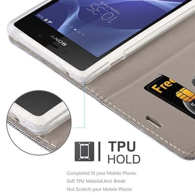 Sony Xperia M2 / M2 AQUA Plånboksfodral Skal (Grå)