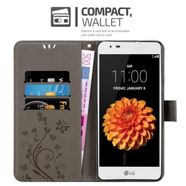 LG K7 2016 Plånboksfodral Skal (Grå)