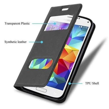 Samsung Galaxy S5 / S5 NEO Plånboksfodral Skal (Svart)