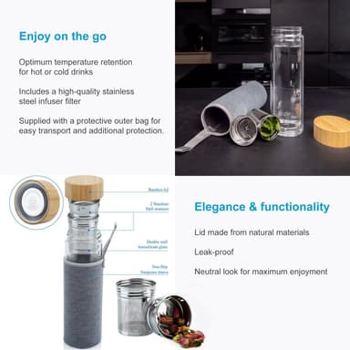 Termoflaska 450 ml Teflaska med infusionsfilter