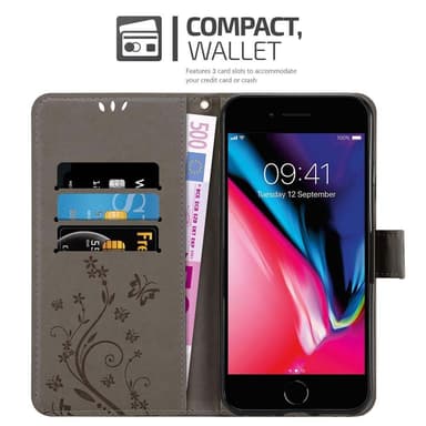 iPhone 7 / 7S / 8 / SE 2020 Plånboksfodral Skal (Grå)