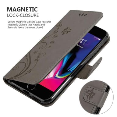 iPhone 7 / 7S / 8 / SE 2020 Plånboksfodral Skal (Grå)