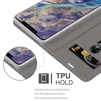 Nokia 7.1 PLUS / X7 Plånboksfodral Skal (Grå)