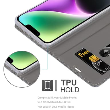 iPhone 14 Plånboksfodral Skal (Grå)