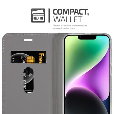 iPhone 14 Plånboksfodral Skal (Grå)