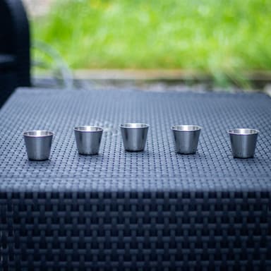 5x Muggar rostfritt stål Stapelbara Dryckeskopp (55ml)