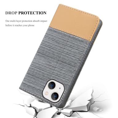 iPhone 14 Plånboksfodral Skal (Grå)