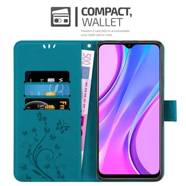 Xiaomi RedMi 9 Plånboksfodral Skal (Blå)