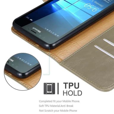 Nokia Lumia 950 Plånboksfodral Skal (Brun)