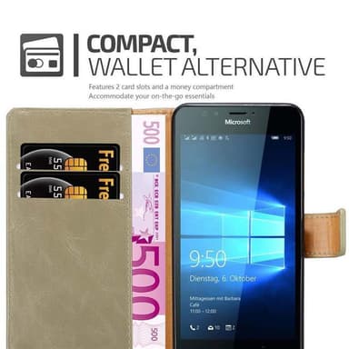 Nokia Lumia 950 Plånboksfodral Skal (Brun)