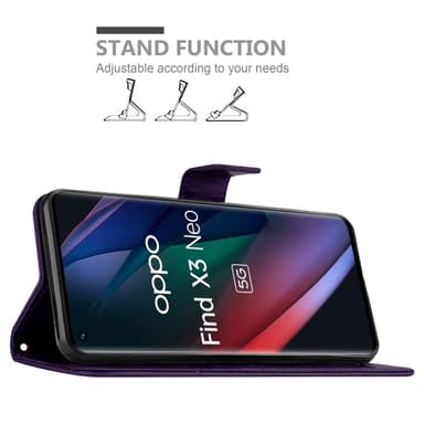 Oppo FIND X3 NEO Plånboksfodral Skal (Lila)