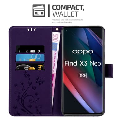 Oppo FIND X3 NEO Plånboksfodral Skal (Lila)