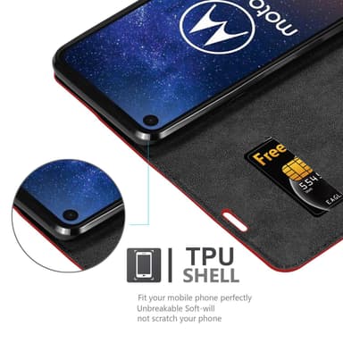 Motorola ONE VISION Skal Fodral Case (Röd)